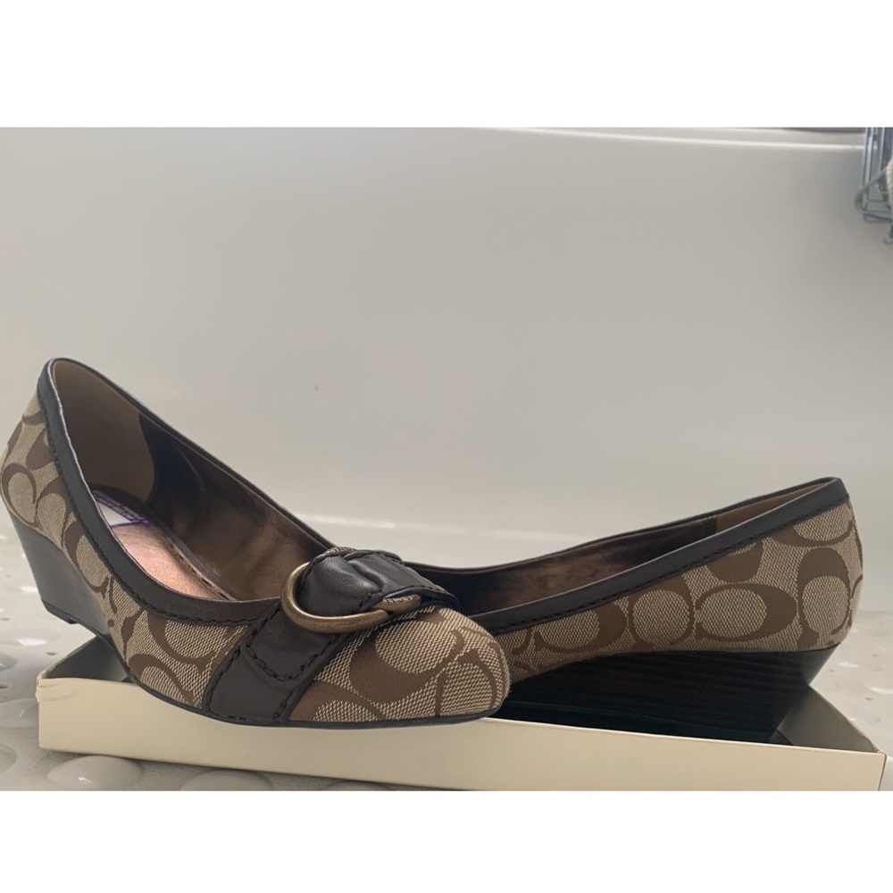 Coach Signature Print Close Toe Wedge, Size 8